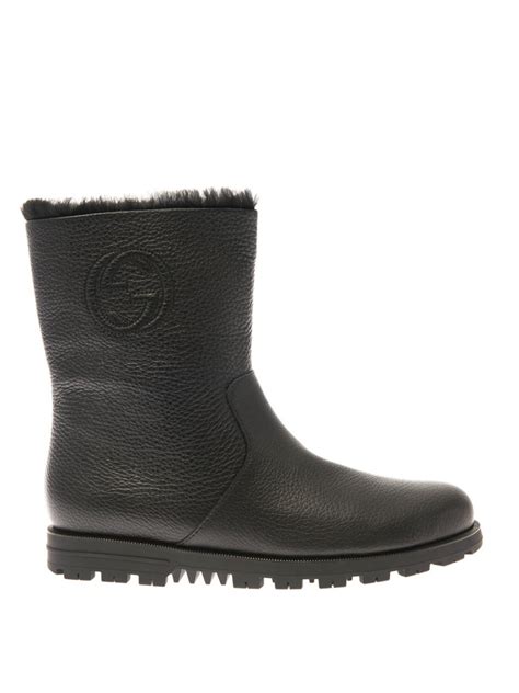 gucci meguro fur lined boots|gucci ankle rain boots.